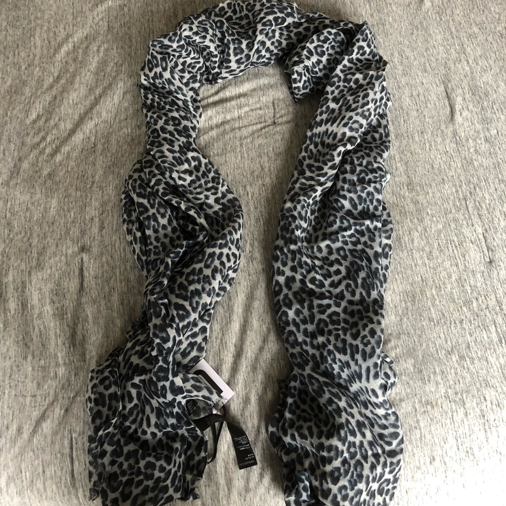 Top Shop blue grey black leopard print scarf